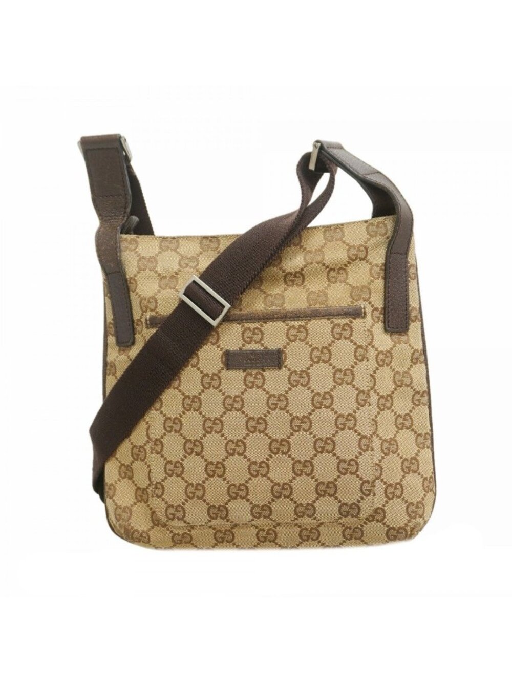 Gucci Shoulder Bag GG Canvas Brown Silver